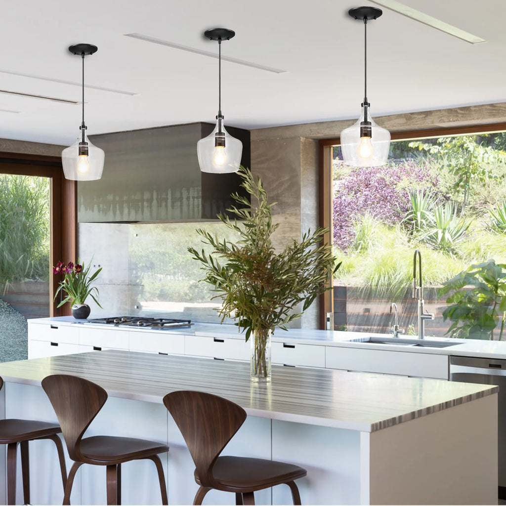 3-Pack Bronze Pendant Lighting with Glass Shade Z9623