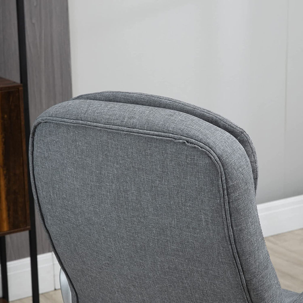 High Back Grey Upholstered Office Chair with Headrest and Armrest A3547