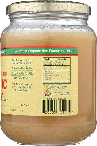Certified Organic Raw Unprocessed Unpasteurized Honey 32oz Pack of 2 F966599