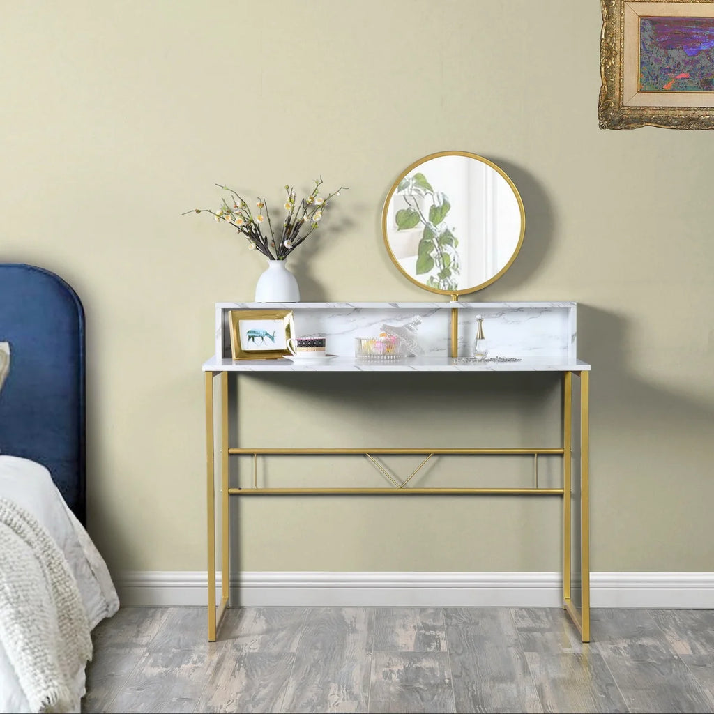 41.3 inch White Desk with Storage and Mirror N654656