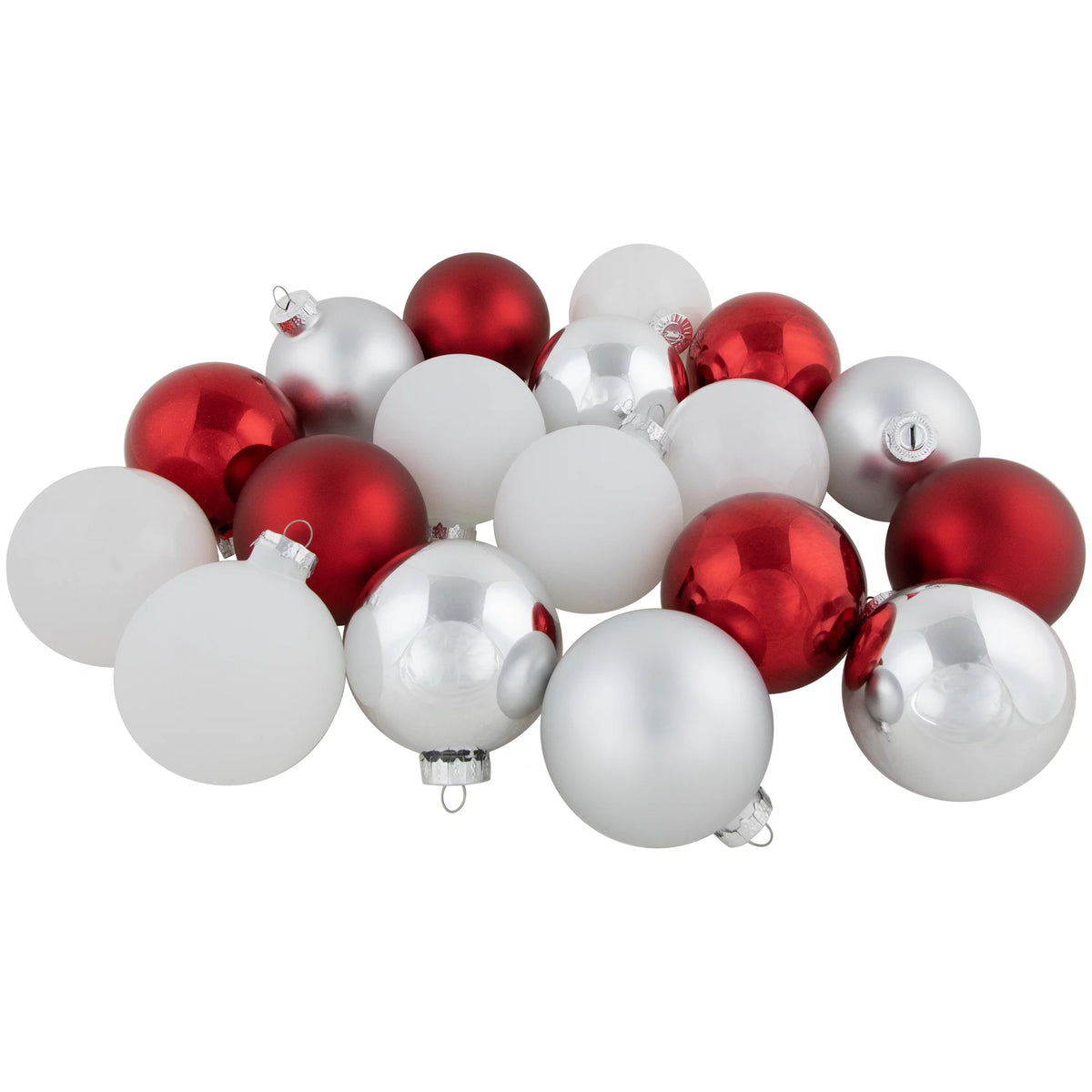 72ct Red Silver White Glass Ball Christmas Ornaments M635659