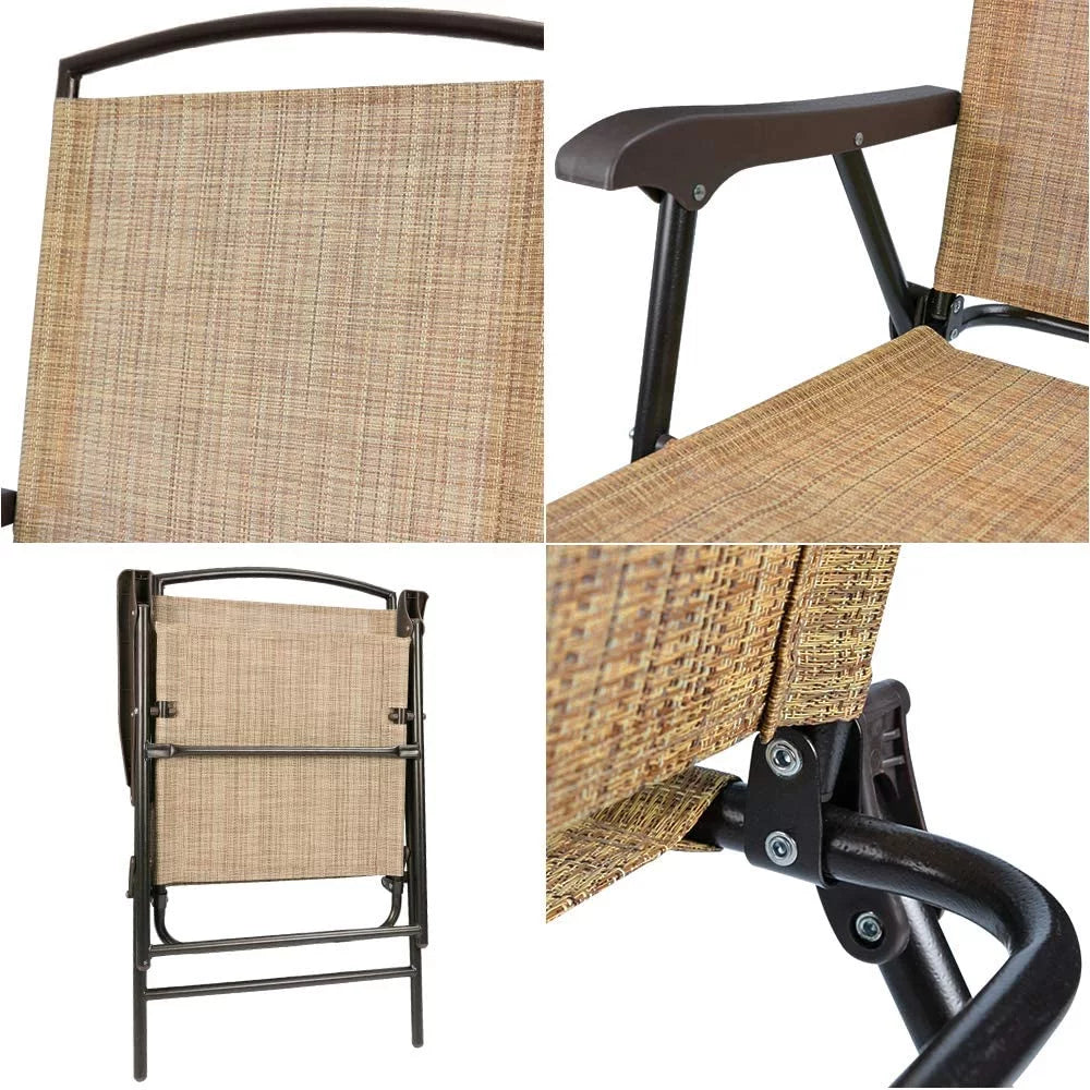 Beige Set of 2 Folding Sling Chair R8706