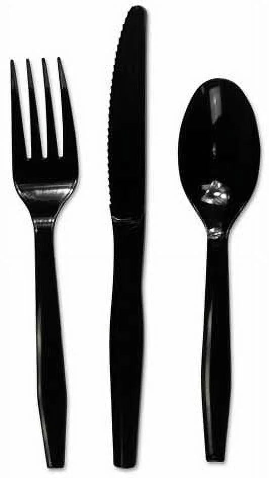 Black Extra Heavy Polypropylene Cutlery Kit V622