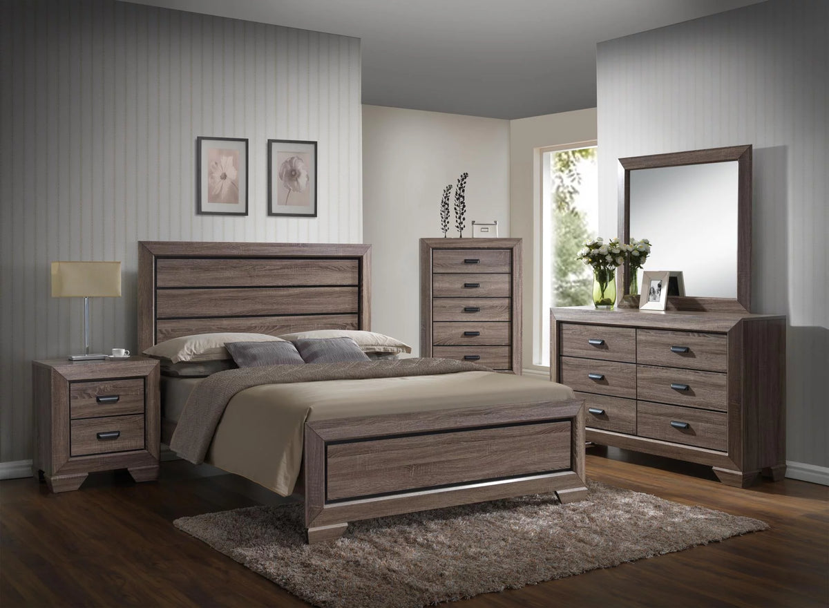 Rustic Wooden Brown Queen Bedroom Set Z486088