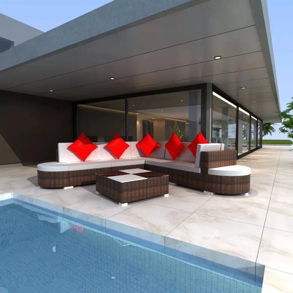 8 Piece Poly Rattan Patio Lounge Set with Cushions V8088