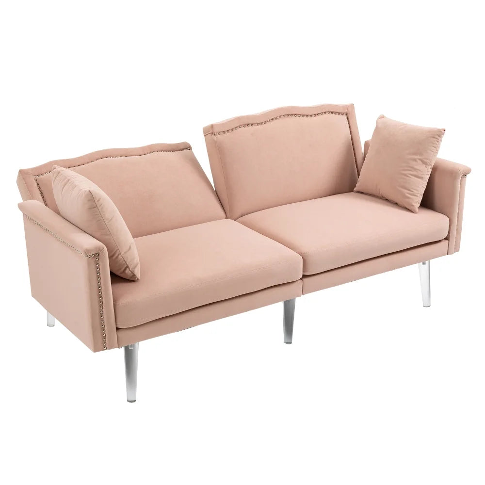 Pink Velvet 3-Seater Tufted Sofa N386054
