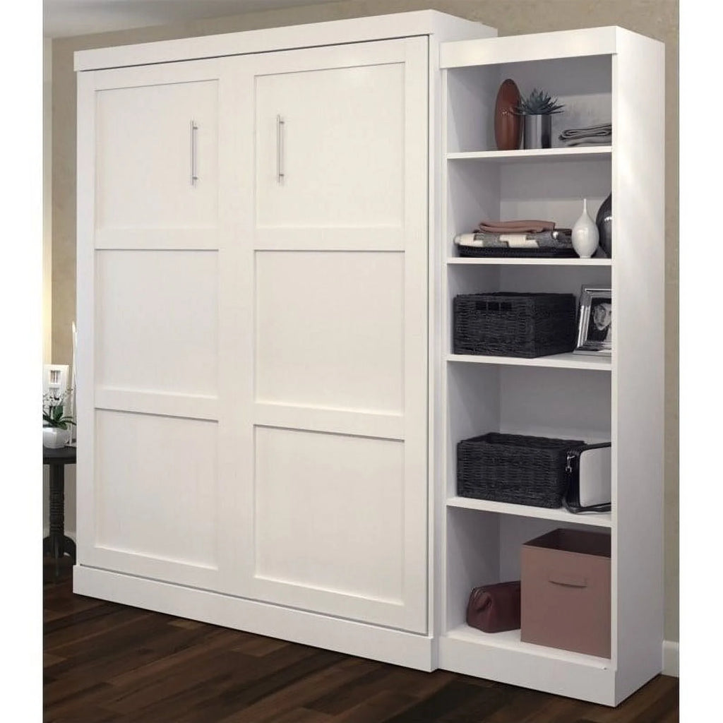 Queen Wall Bed with Storage in White S513459