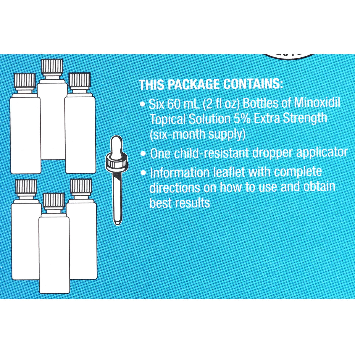 Extra Strength 5% Topical Solution Hair Loss & Regrowth Treatment for Men, 2 fl oz, 6 Piece G862