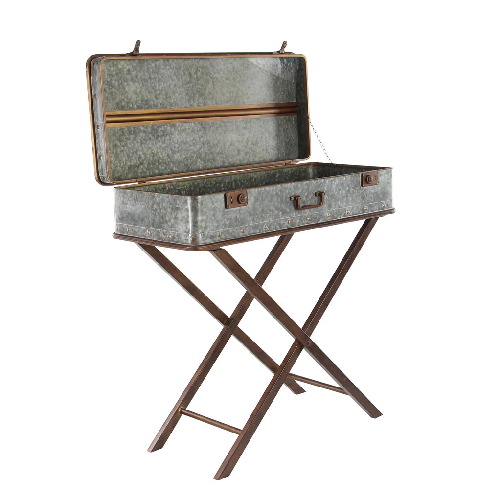 32" x 32" Gray Metal Accent Table T6707