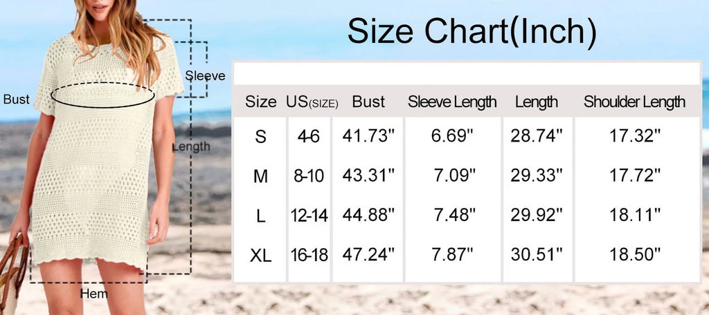 Crochet Hollow Out Knit Short Sleeve Beach Dress N77967