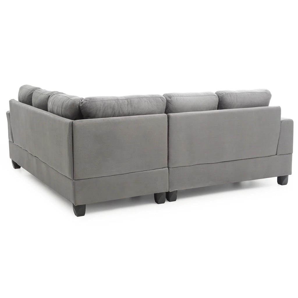 Gray Microfiber L Shape Sectional Sofa C278