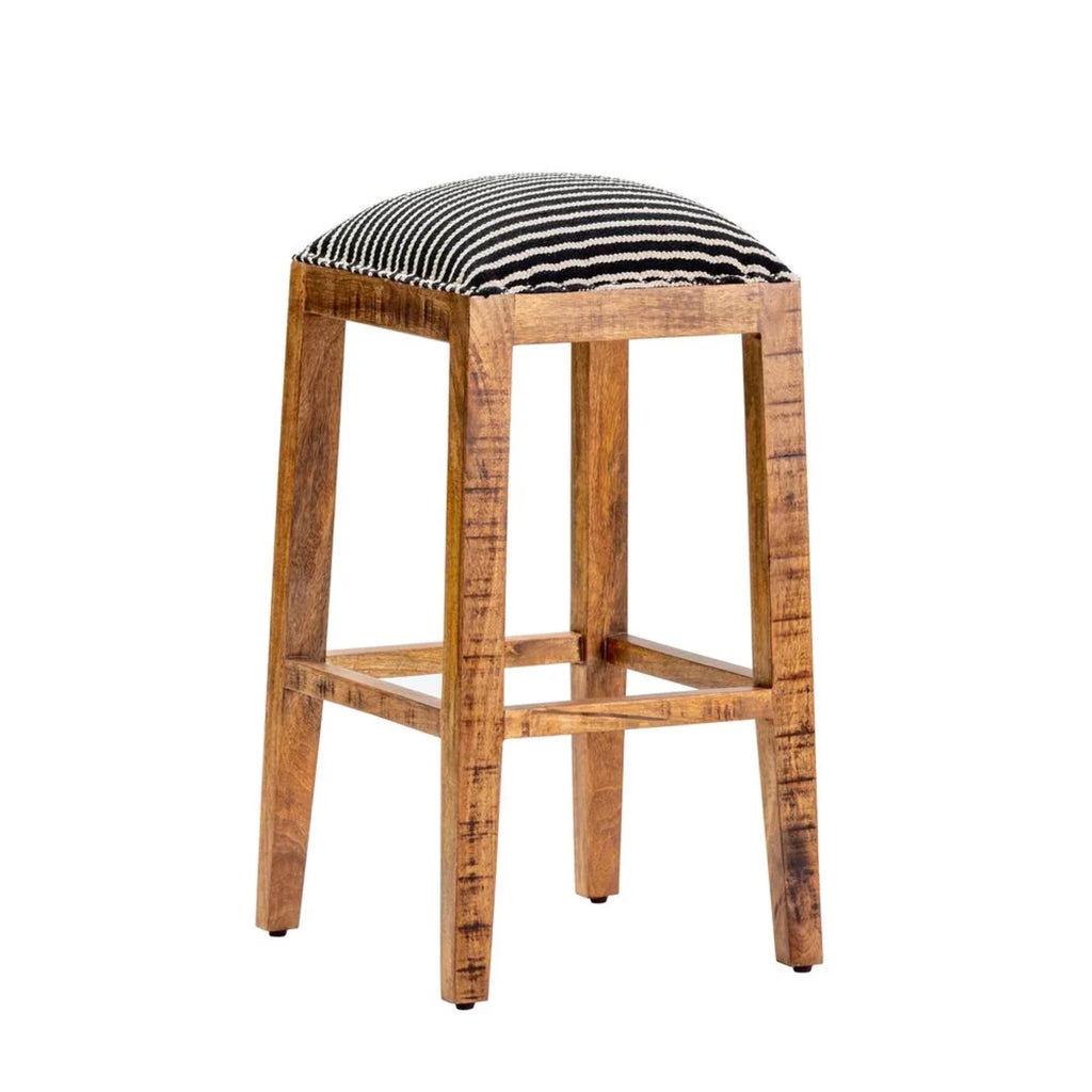 Black and White Wood Striped Barstool T91528