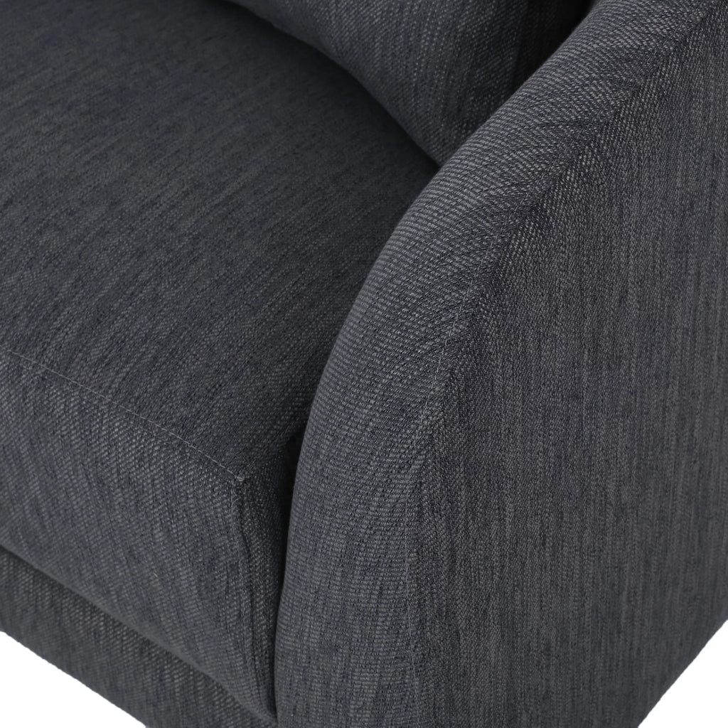 Charcoal and Dark Brown Fabric 3 Seater Curved Sectional Sofa G162470