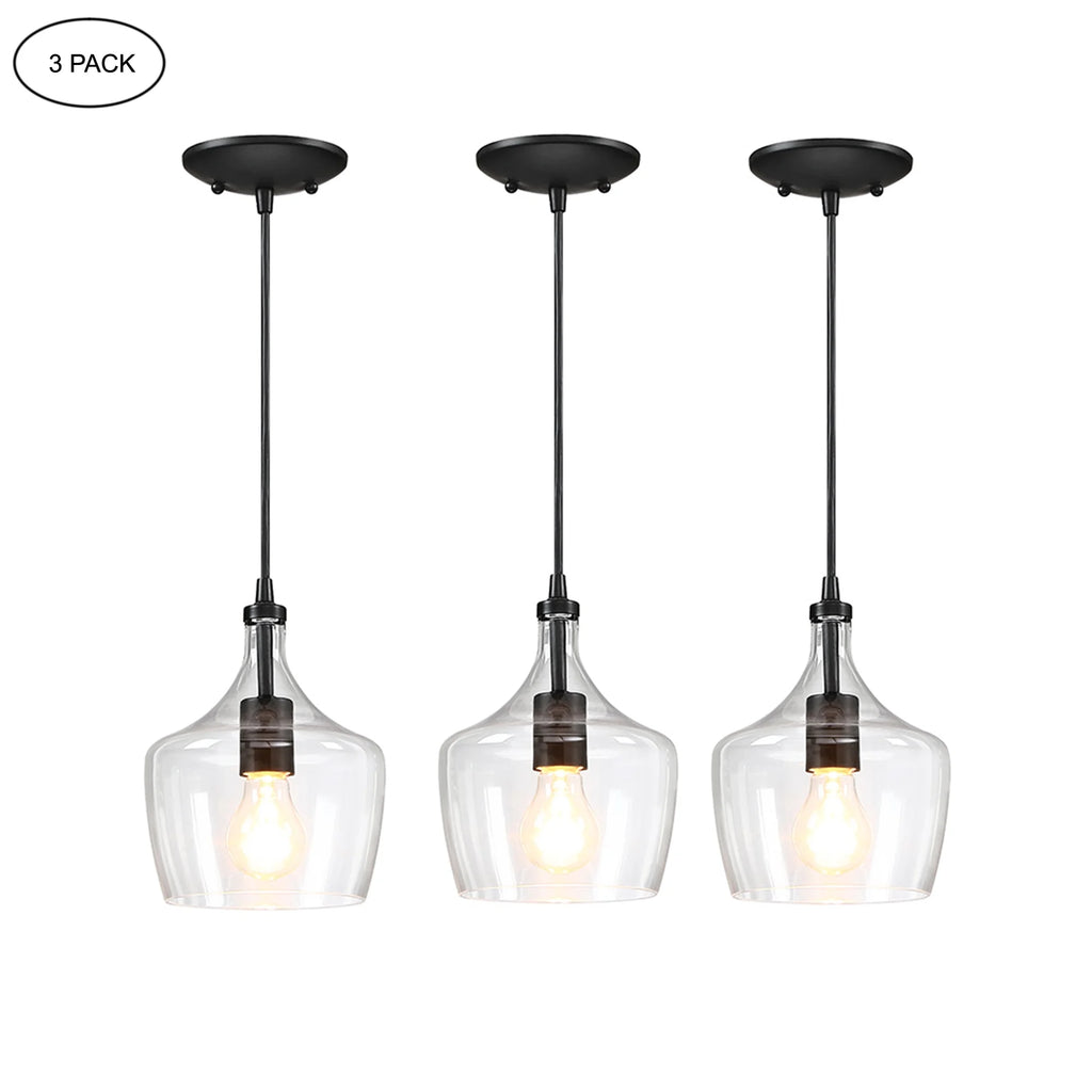 3-Pack Bronze Pendant Lighting with Glass Shade Z9623