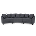 Charcoal and Dark Brown Fabric 3 Seater Curved Sectional Sofa G162470