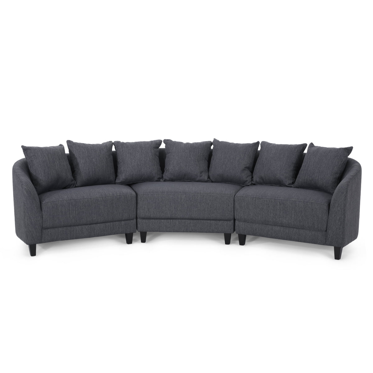 Charcoal and Dark Brown Fabric 3 Seater Curved Sectional Sofa G162470