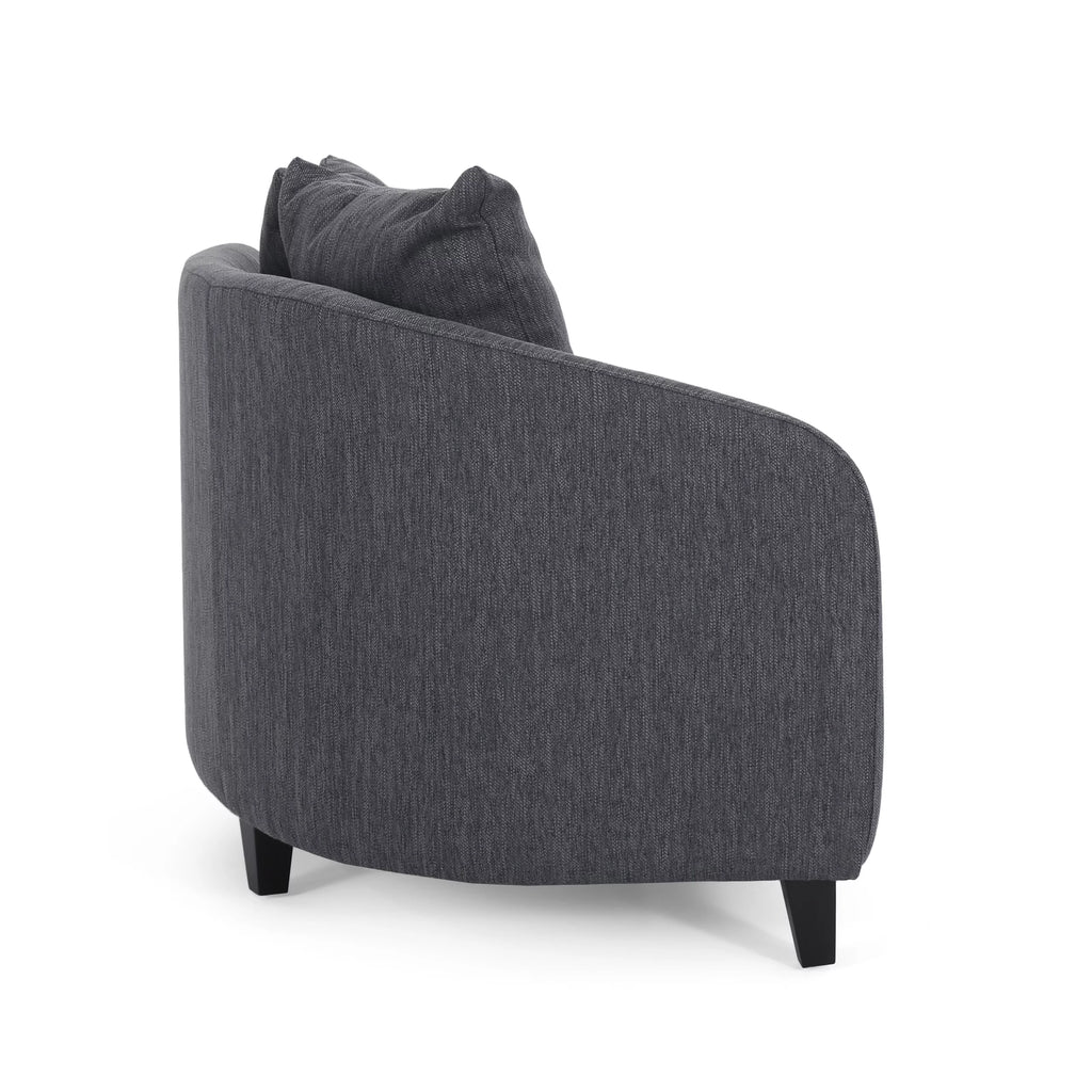 Charcoal and Dark Brown Fabric 3 Seater Curved Sectional Sofa G162470