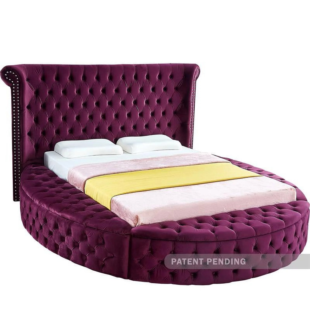 Purple Velvet Queen Bed Y284