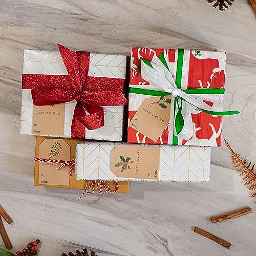 Kraft Holiday Gift Tag Stickers 2 x 3 Inch 25 Labels R985461