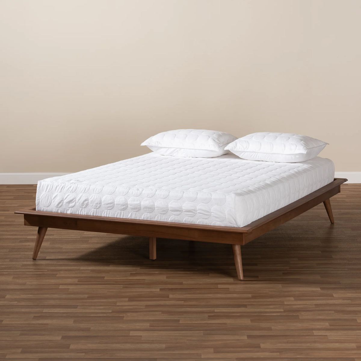 Walnut Brown Wood Full Size Platform Bed Frame G571