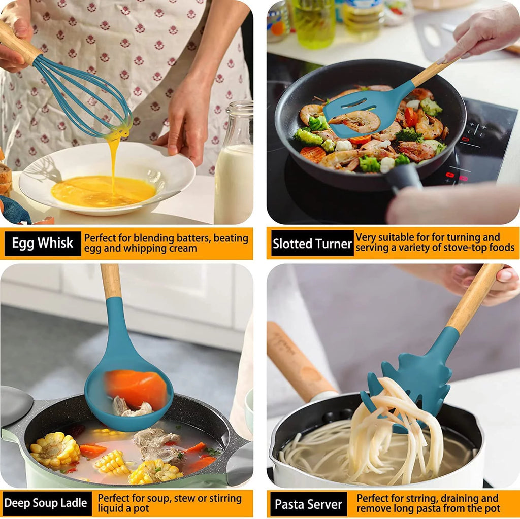 15 Piece Blue Silicone Cooking Set P481