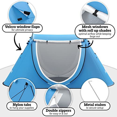 Sky Blue 2 Person Pop Up Tent with Carrying Bag T991395