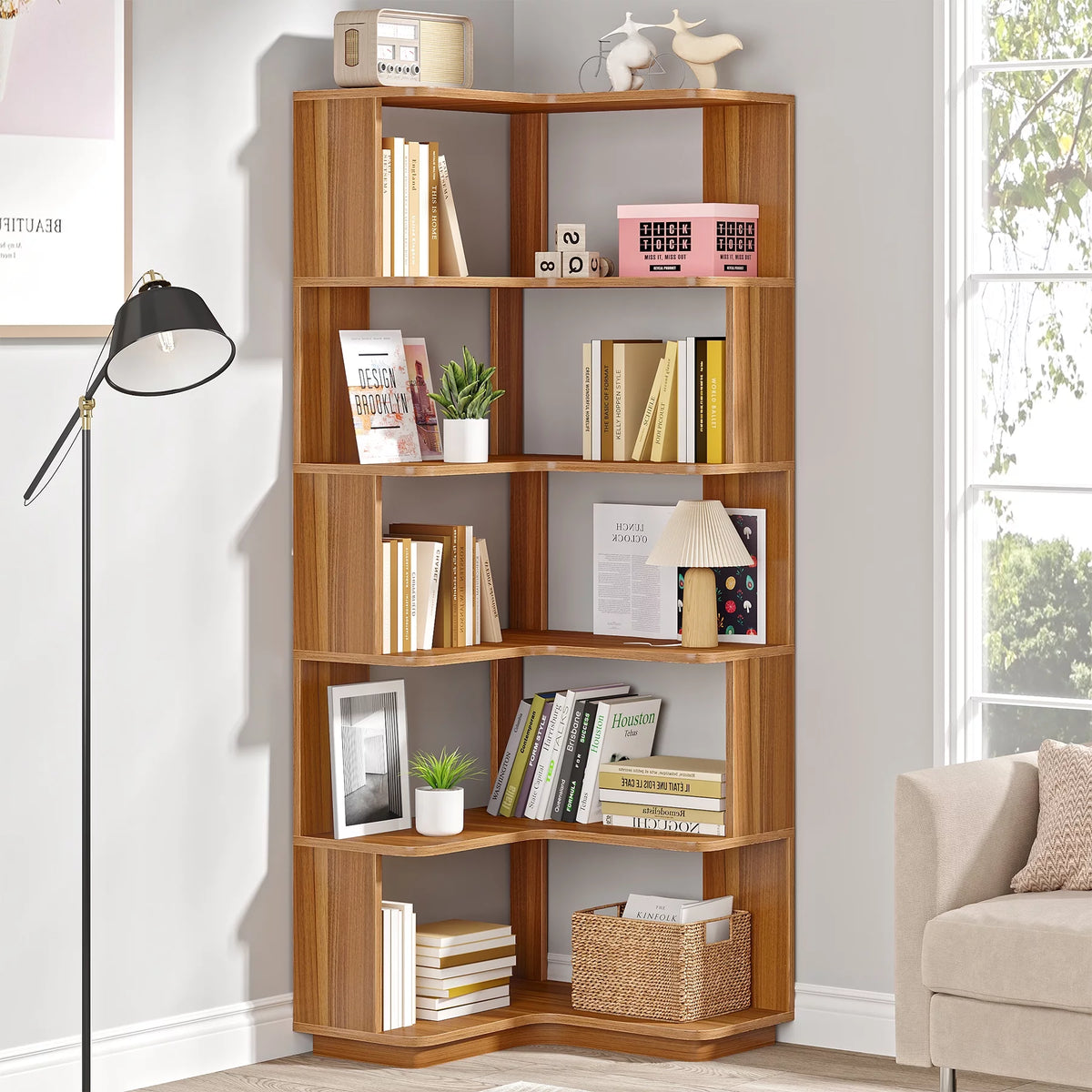 6-Tier Corner Bookshelf W165