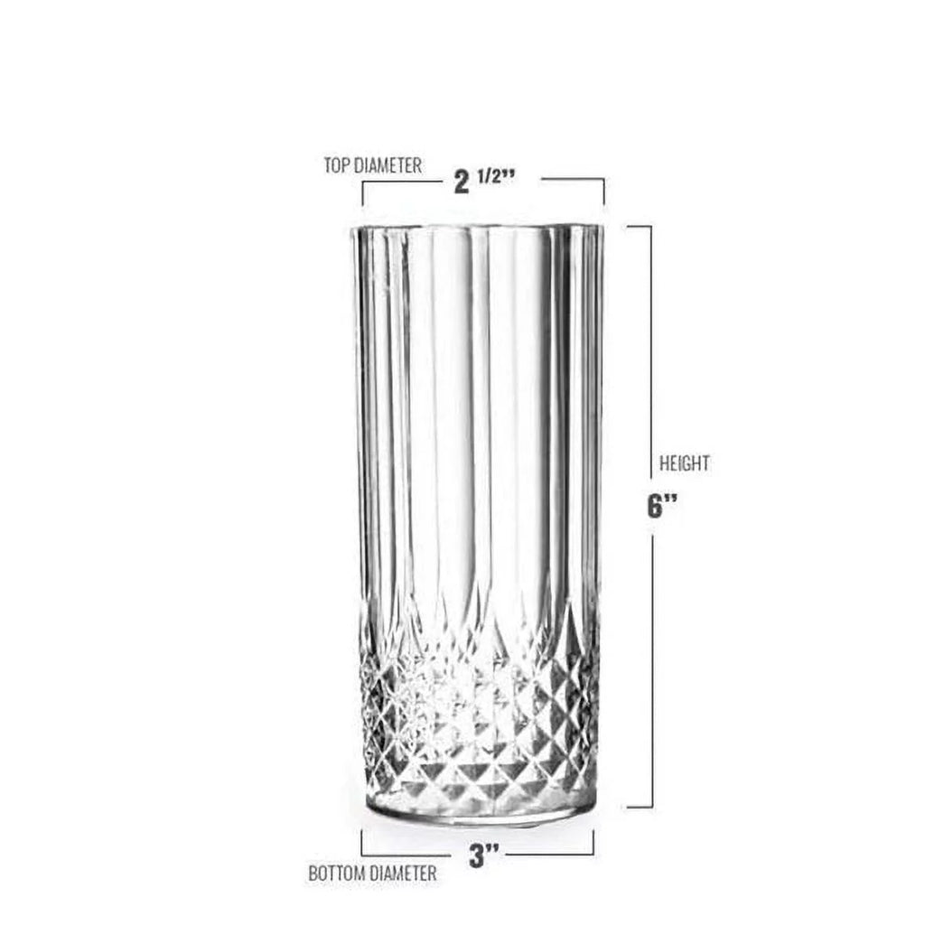 14 oz Clear Crystal Cut High Ball Plastic Glasses 48ct G9718