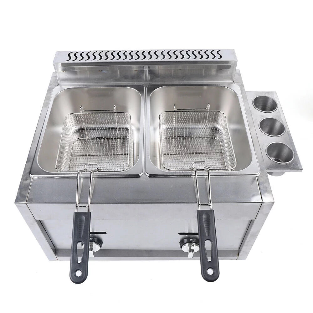 2 Basket Stainless Steel Propane Gas Deep Fryer J265