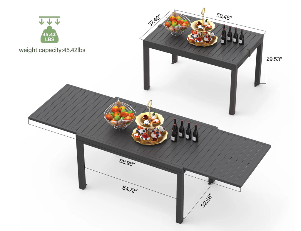 Aluminum Adjustable Rectangular Patio Table D8855