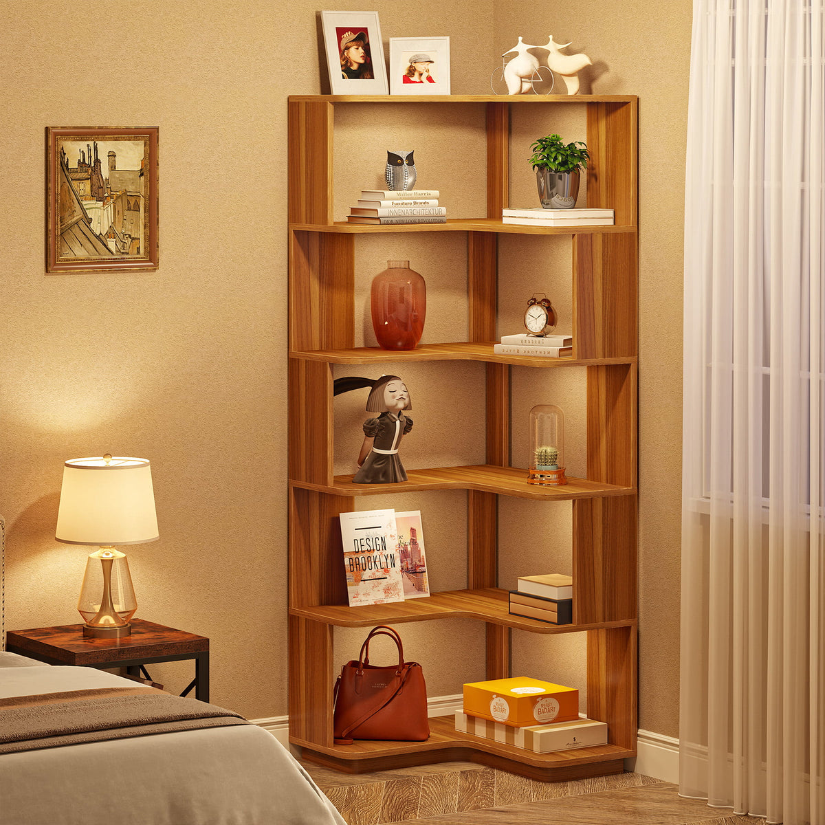 6-Tier Corner Bookshelf W165