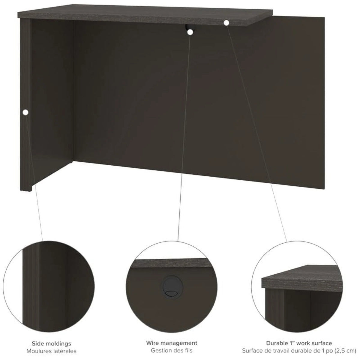 Desk Return in Bark Gray and Slate T7146