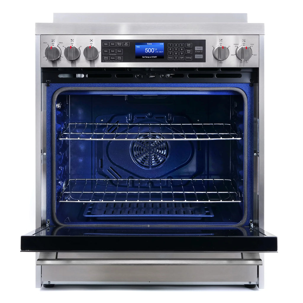 2 Piece Kitchen Appliance Bundle with 30" Electric Range and 30" Wall Mount Range Hood B568646