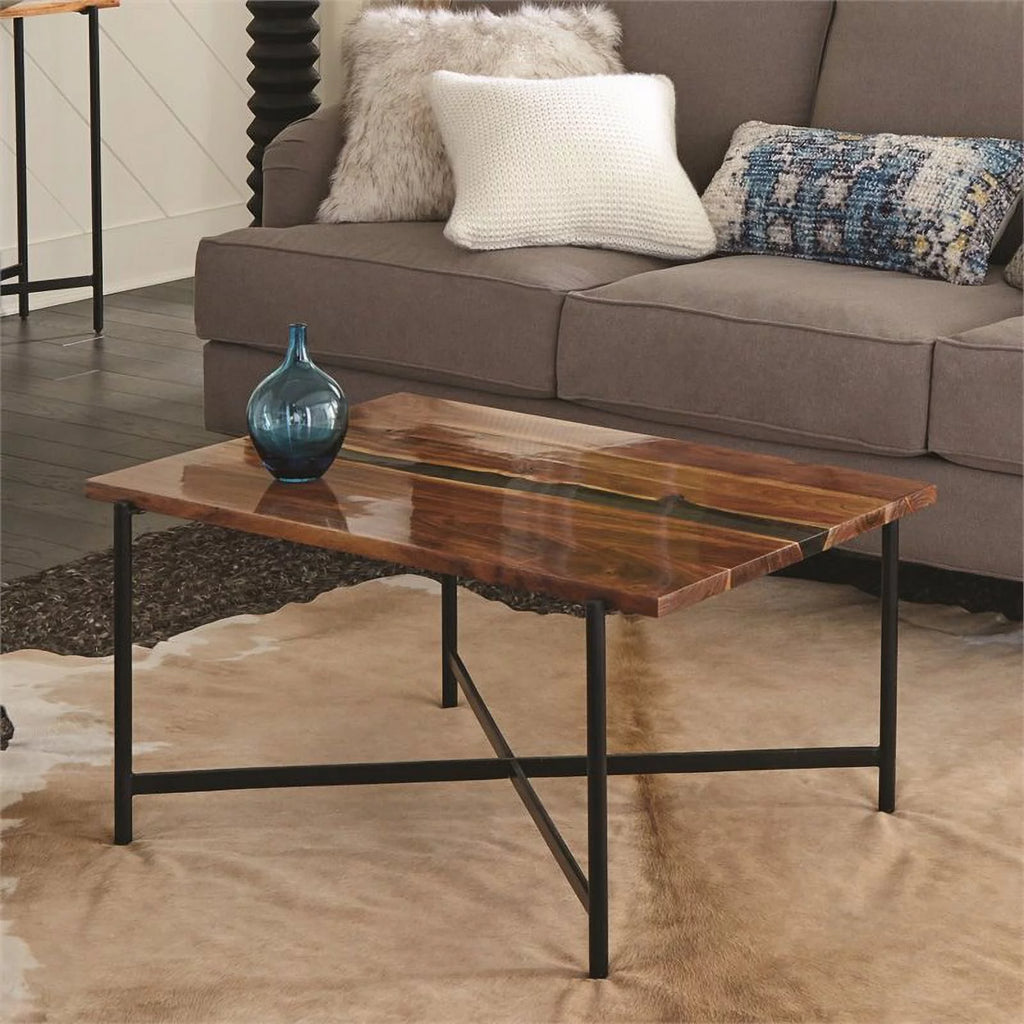 36" Acacia Wood and Acrylic Coffee Table L863912