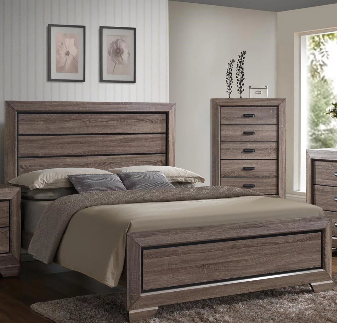 Rustic Wooden Brown Queen Bedroom Set Z486088