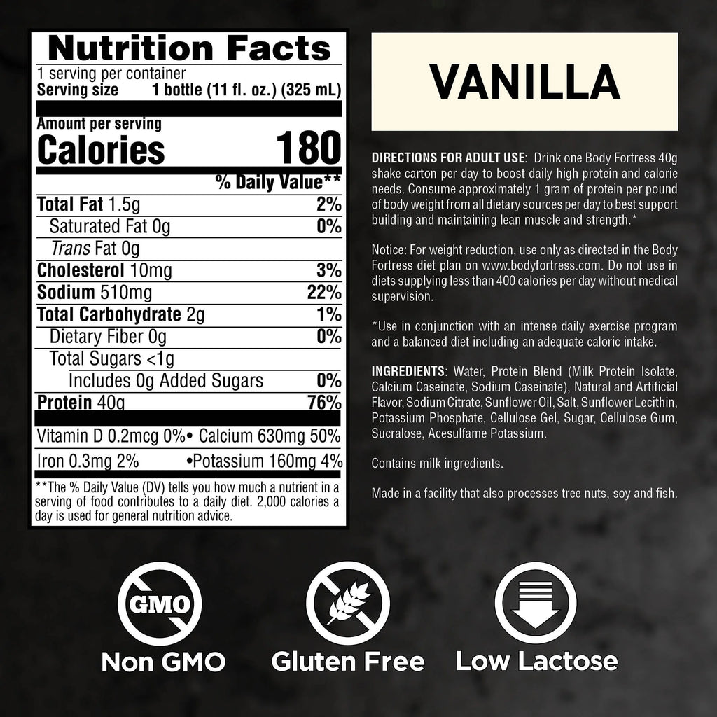 Vanilla Protein Shake 40g Protein 12 Ct W838
