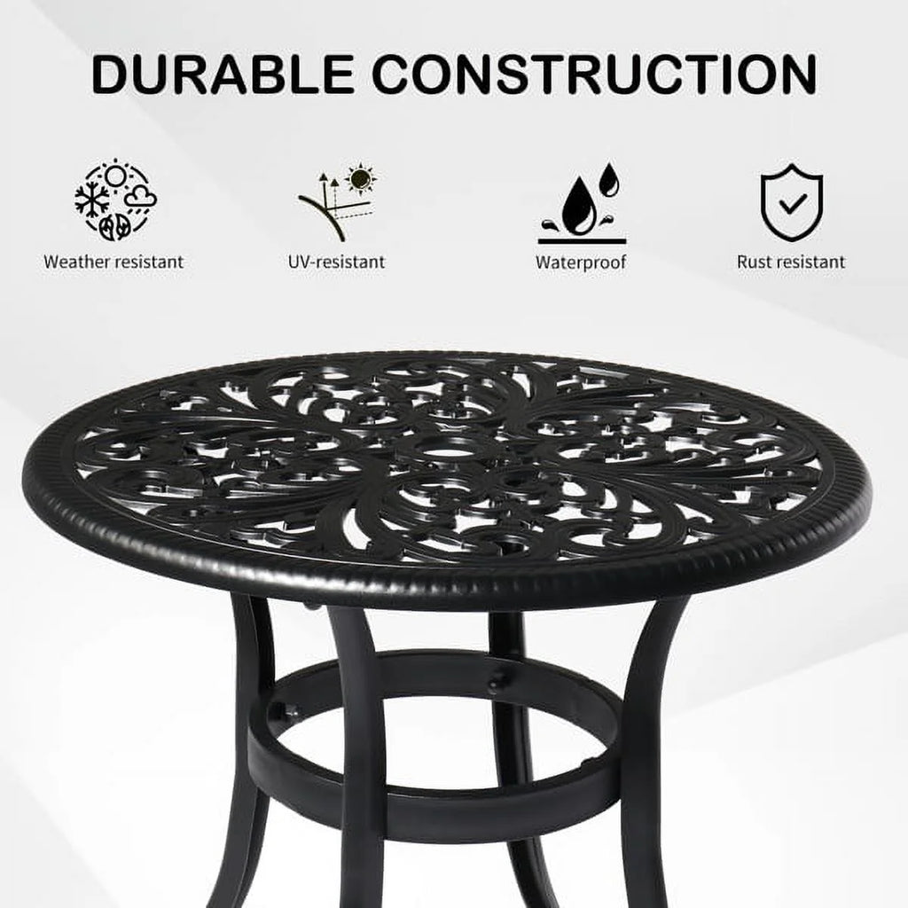 Black Cast Aluminum Round Outdoor Table Z647