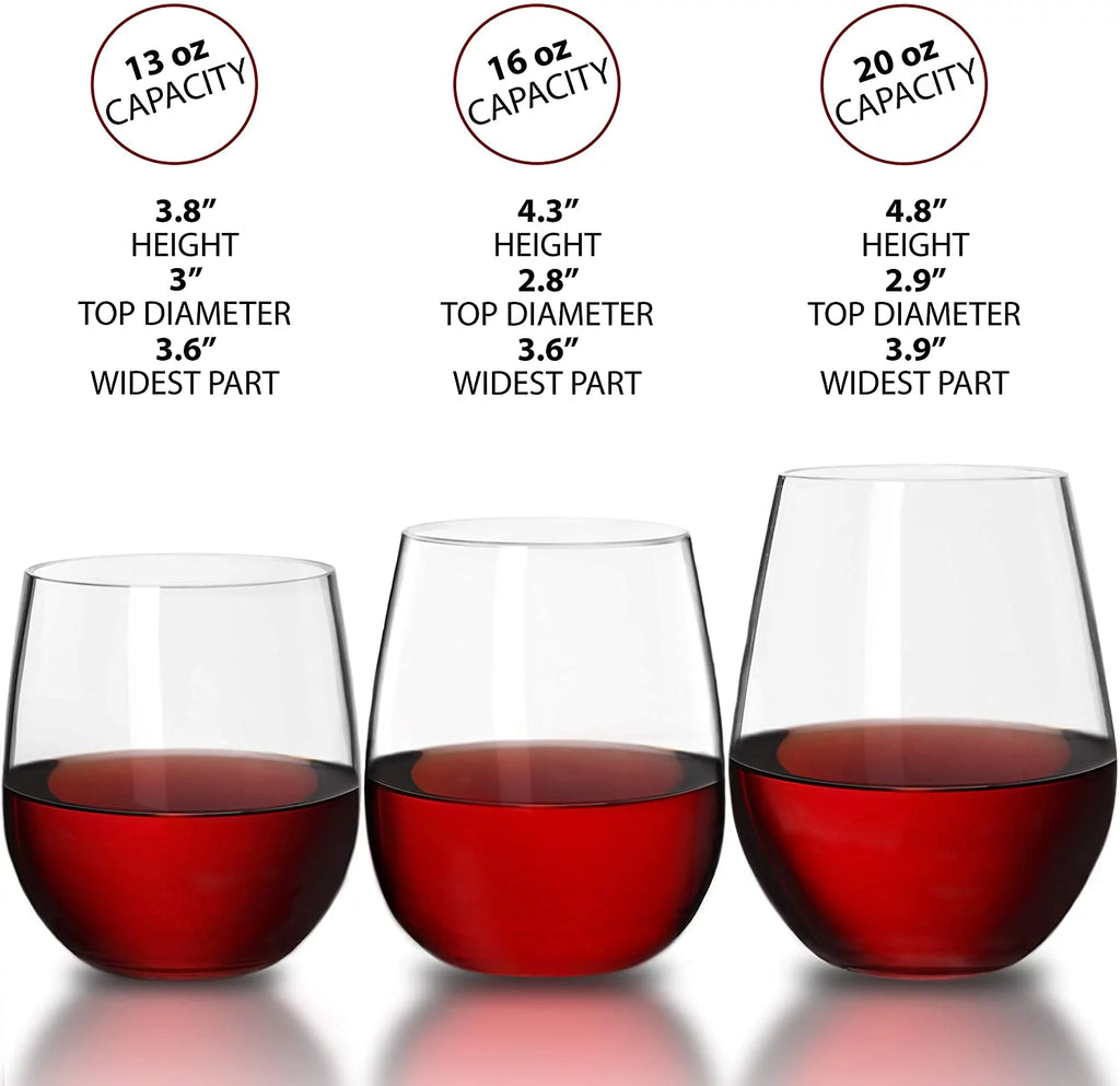 16 oz BPA-Free Stemless Plastic Wine Glasses Set of 12 F9952