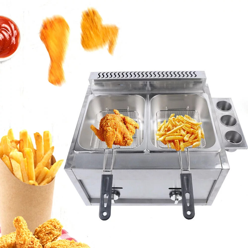 2 Basket Stainless Steel Propane Gas Deep Fryer J265