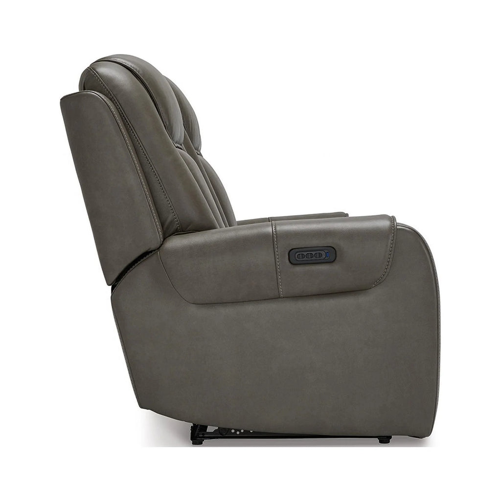 Gray Faux Leather Fabric Power Reclining Sofa S429