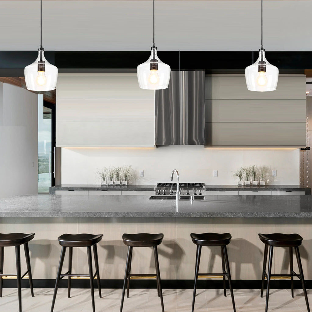 3-Pack Bronze Pendant Lighting with Glass Shade Z9623