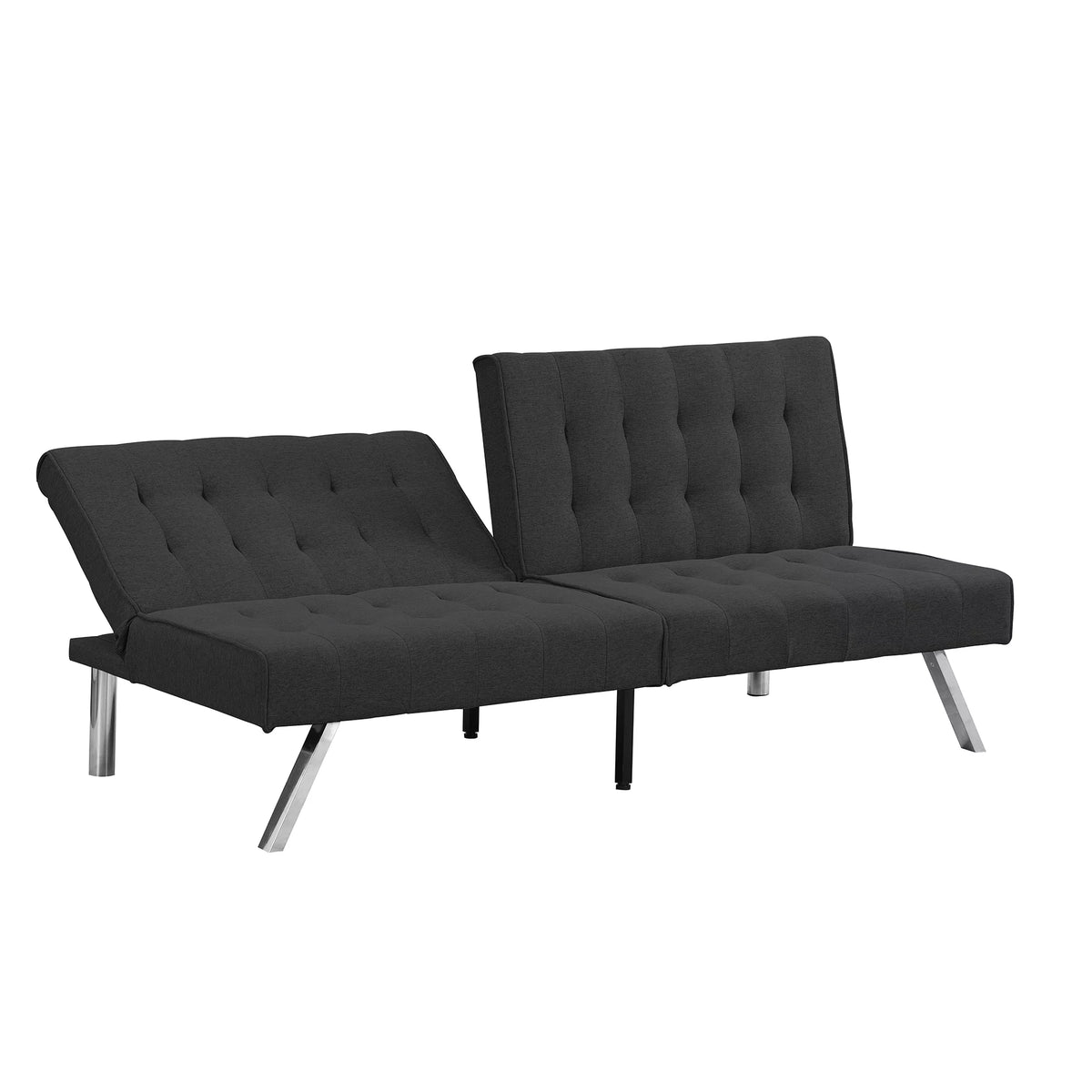 Wood Frame Stainless Leg Futon Sofa Bed Black Z749