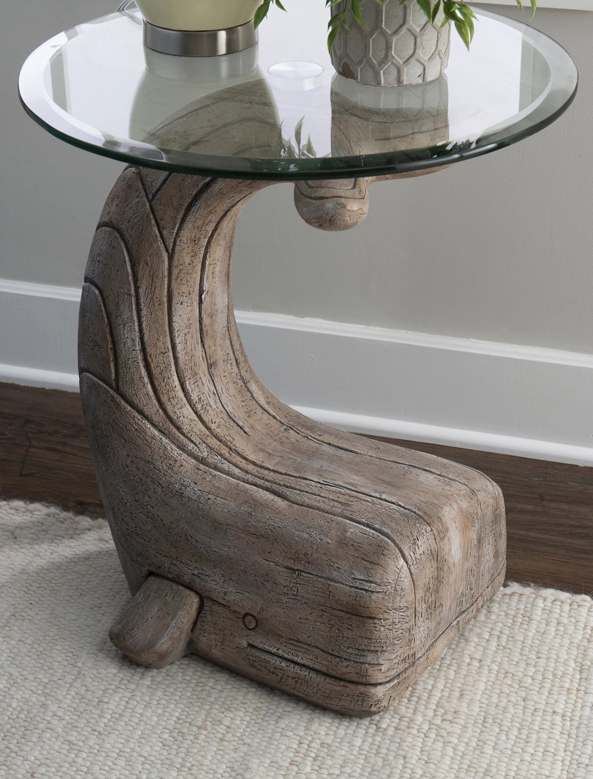 Indoor Accent Side Table with Glass Top L261