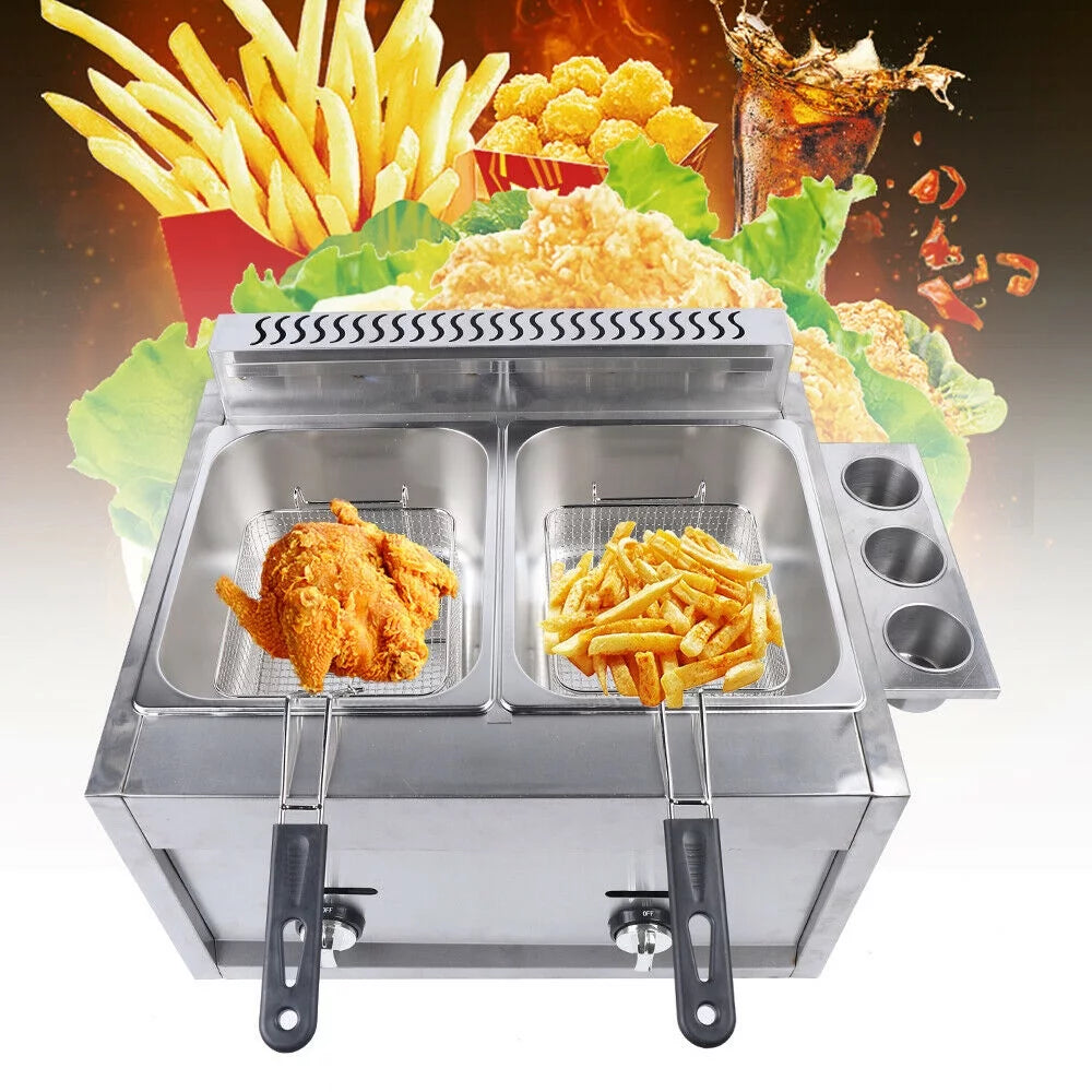 2 Basket Stainless Steel Propane Gas Deep Fryer J265