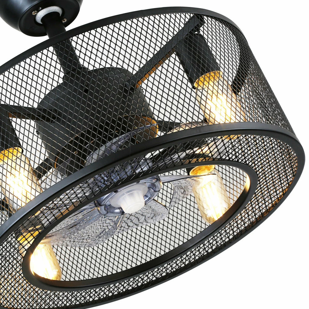 Caged Ceiling Fan Light with Remote E38650