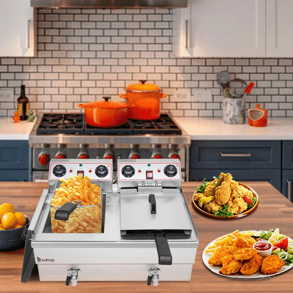 24.9QT Dual Stainless Steel Electric Deep Fryer H474157