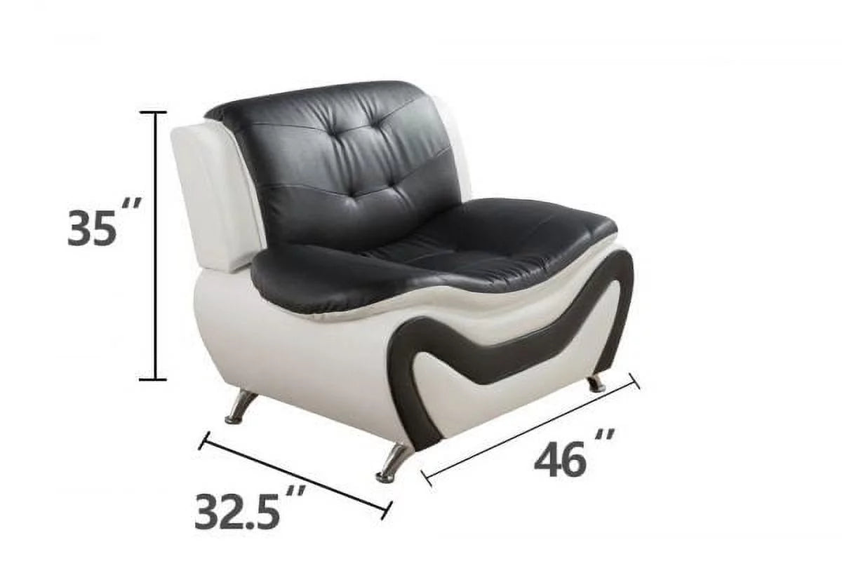 3 pc Black and White Faux Leather Sofa Set B70648
