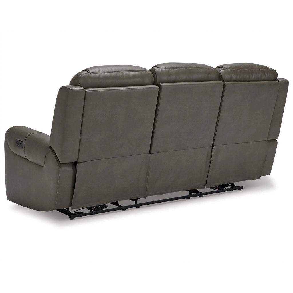 Gray Faux Leather Fabric Power Reclining Sofa S429