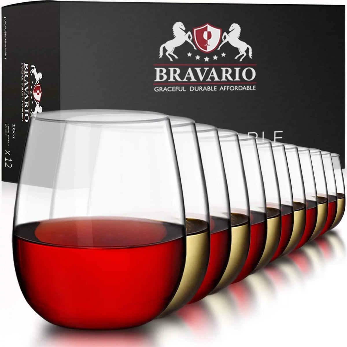 16 oz BPA-Free Stemless Plastic Wine Glasses Set of 12 F9952
