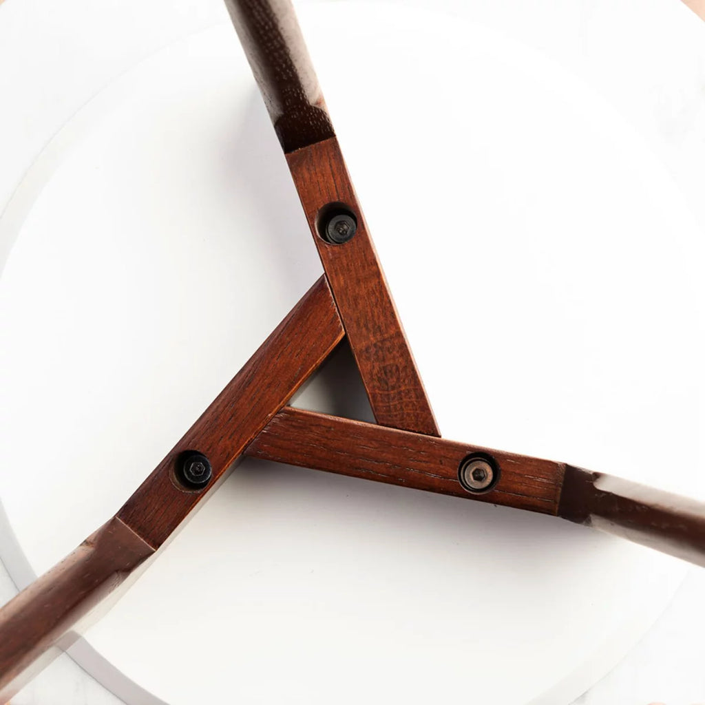 White and Brown Round Marble Side Table B17683
